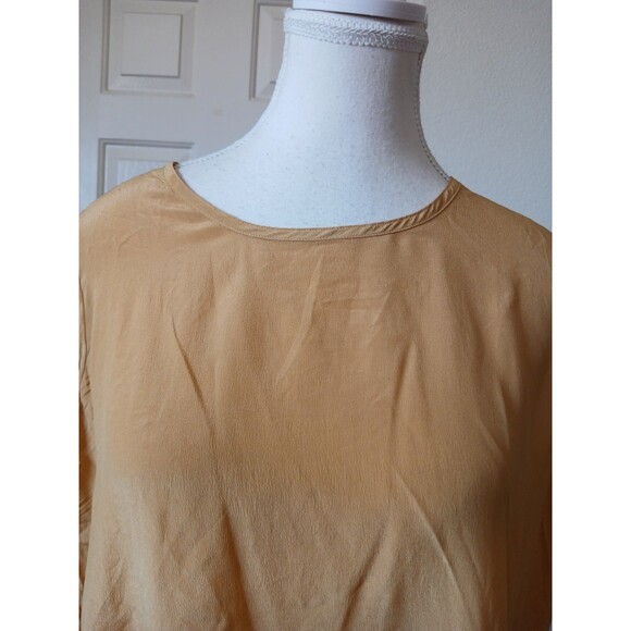 VINTAGE Anna and Frank Yellow 100% Silk Blouse Size XL Retro Office Cute Top - Picture 6 of 12